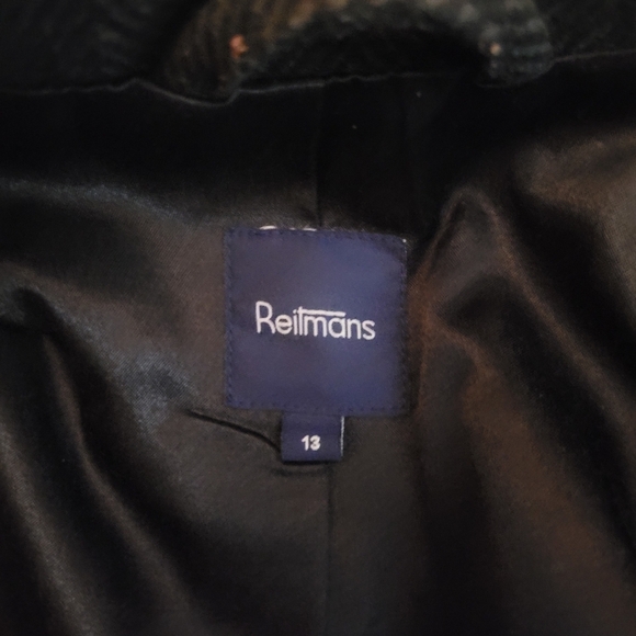 Reitmans Grey Herringbone Wool Blend Mid Length Pea Coat - Picture 7 of 7